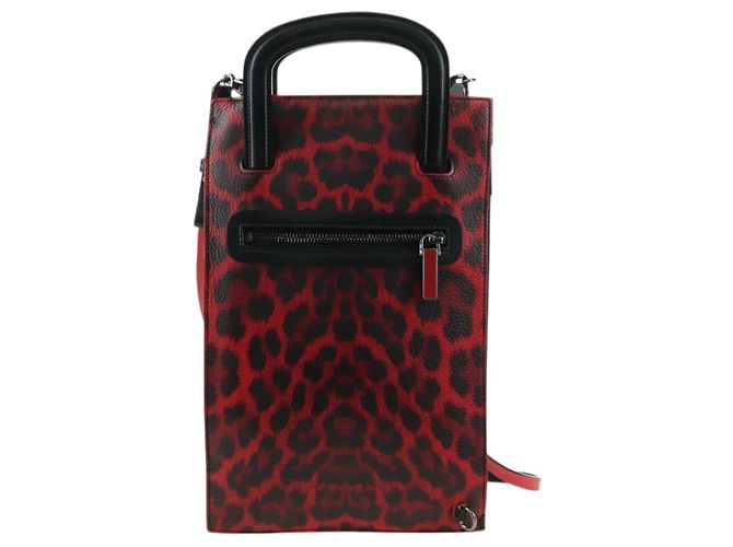 Borsa Christian Louboutin in pelle 2way Rosso Argento Auth bs35035V - vista 2