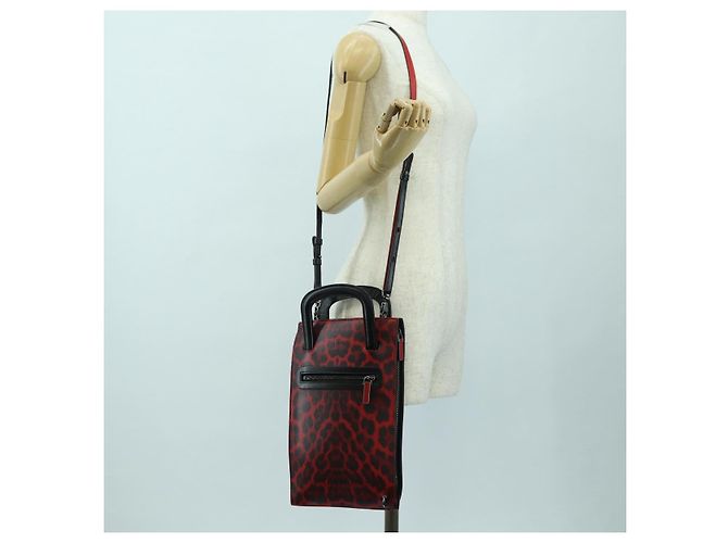 Borsa Christian Louboutin in pelle 2way Rosso Argento Auth bs35035V - vista 27