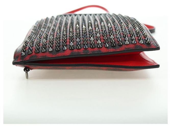 Borsa Christian Louboutin in pelle 2way Rosso Argento Auth bs35035V - vista 5