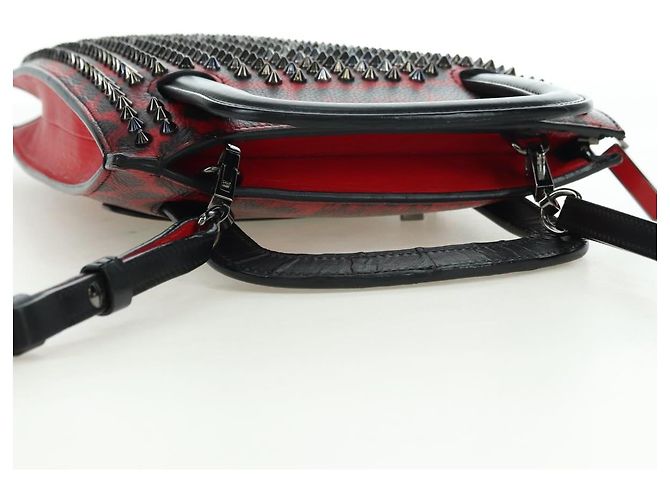 Borsa Christian Louboutin in pelle 2way Rosso Argento Auth bs35035V - vista 6