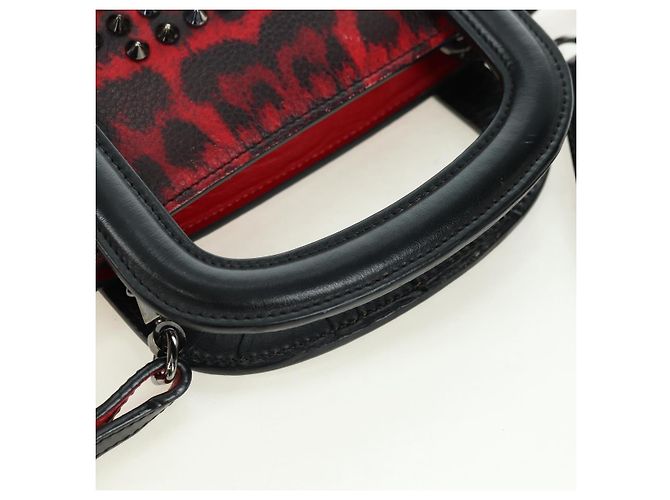 Borsa Christian Louboutin in pelle 2way Rosso Argento Auth bs35035V - vista 8