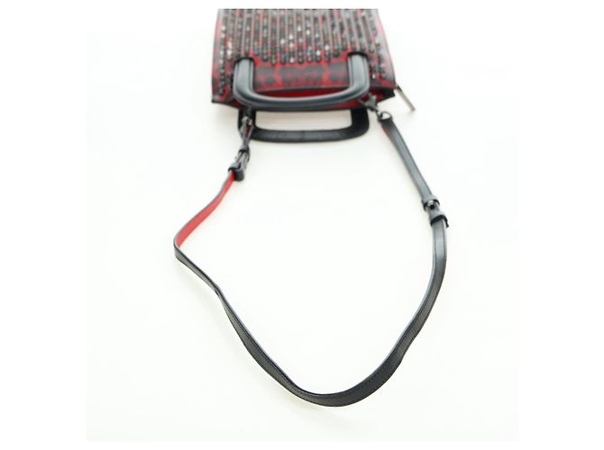 Borsa Christian Louboutin in pelle 2way Rosso Argento Auth bs35035V - vista 9