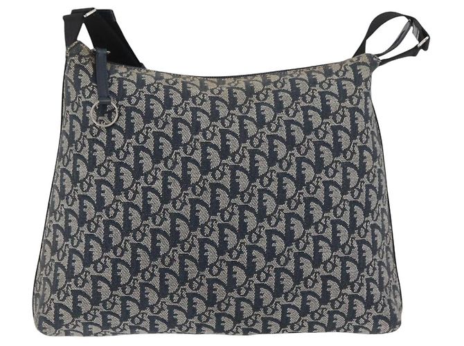 Borsa a tracolla Christian Dior Trotter Canvas Navy Silver Auth 179394A Argento Blu navy - vista 13