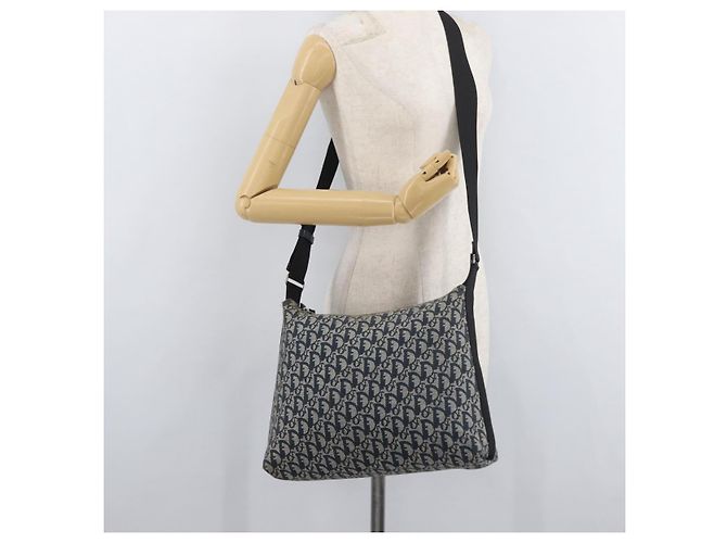 Borsa a tracolla Christian Dior Trotter Canvas Navy Silver Auth 179394A Argento Blu navy - vista 22