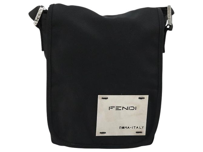 Borsa a Spalla FENDI Nylon Nero Argento Auth hk3723 - vista 13