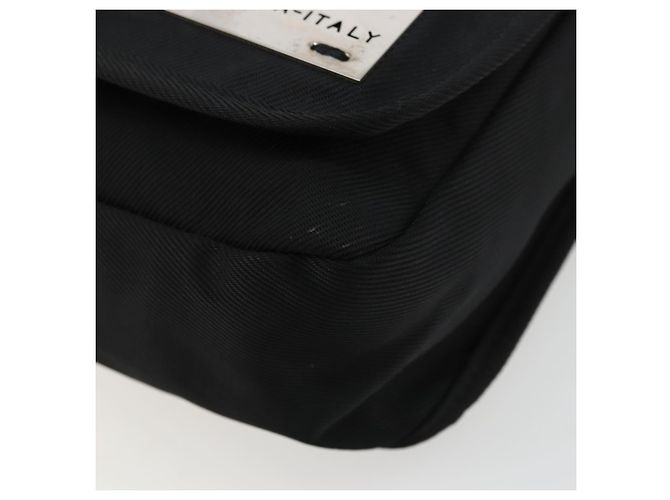 Borsa a Spalla FENDI Nylon Nero Argento Auth hk3723 - vista 9