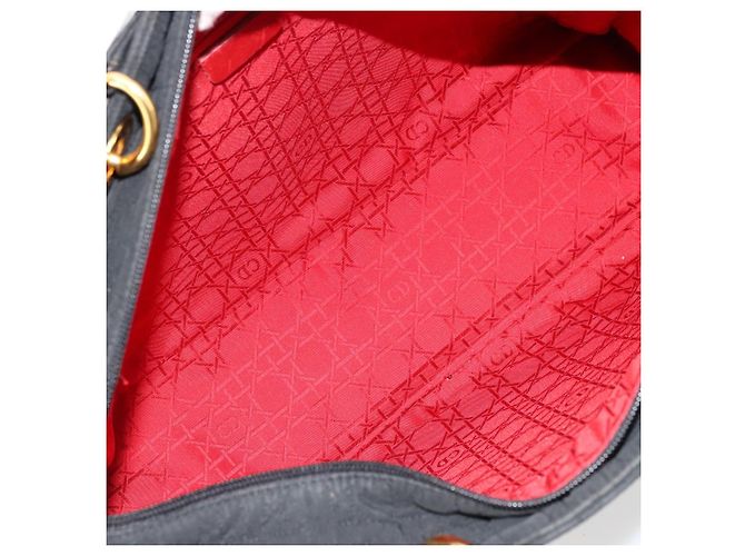 Borsa Tote Lady Dior in nylon nero e oro Christian Dior Auth ep14490 D'oro - vista 11