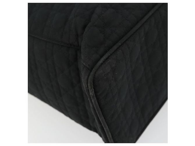 Borsa Tote Lady Dior in nylon nero e oro Christian Dior Auth ep14490 D'oro - vista 16