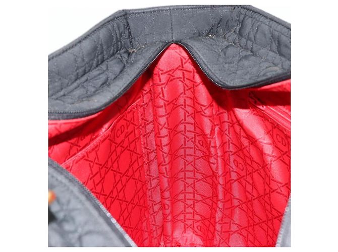 Borsa Tote Lady Dior in nylon nero e oro Christian Dior Auth ep14490 D'oro - vista 20