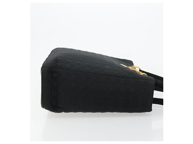 Borsa Tote Lady Dior in nylon nero e oro Christian Dior Auth ep14490 D'oro - vista 3