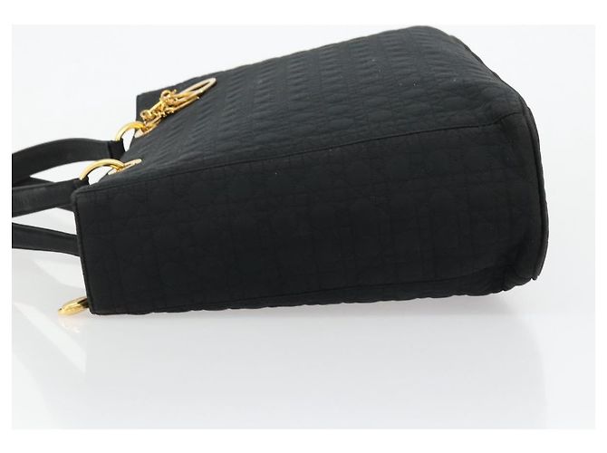 Borsa Tote Lady Dior in nylon nero e oro Christian Dior Auth ep14490 D'oro - vista 4