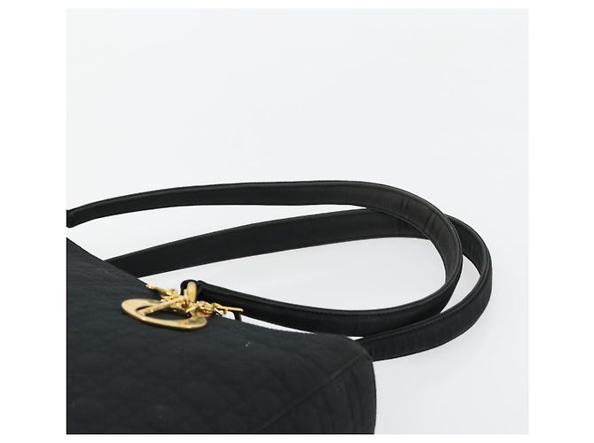 Borsa Tote Lady Dior in nylon nero e oro Christian Dior Auth ep14490 D'oro - vista 8