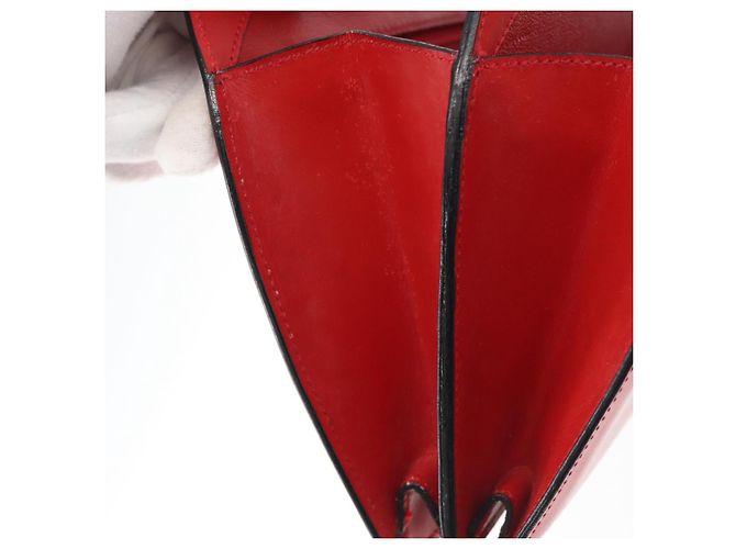 Céline Borsa a mano CELINE Circle in pelle Rosso Oro Auth 179697V D'oro - vista 10