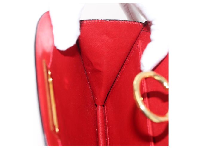 Céline Borsa a mano CELINE Circle in pelle Rosso Oro Auth 179697V D'oro - vista 25