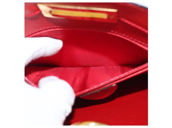 Céline Borsa a mano CELINE Circle in pelle Rosso Oro Auth 179697V D'oro - vista 27