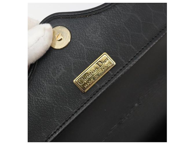 Borsa a tracolla Christian Dior Honeycomb Canvas PVC Nero Oro Auth BA12549 D'oro - vista 18