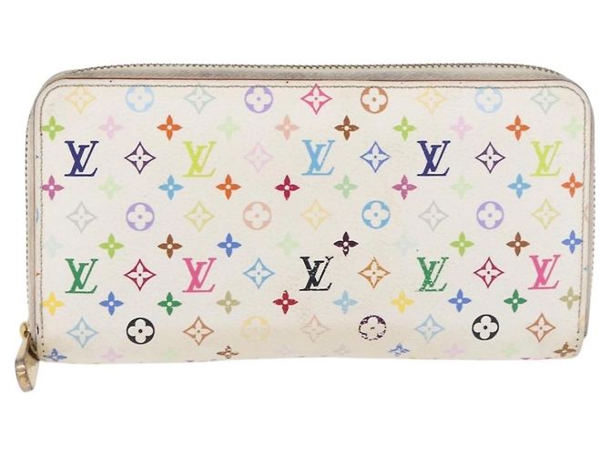LOUIS VUITTON Monogram Multicolor Zippy Long Wallet White M60241 LV Auth BA12620 Bianco - vista 13