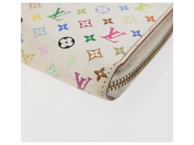 LOUIS VUITTON Monogram Multicolor Zippy Long Wallet White M60241 LV Auth BA12620 Bianco - vista 14
