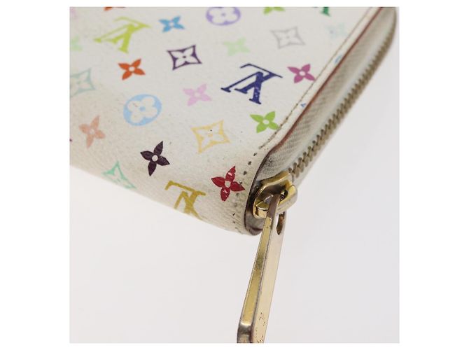LOUIS VUITTON Monogram Multicolor Zippy Long Wallet White M60241 LV Auth BA12620 Bianco - vista 16