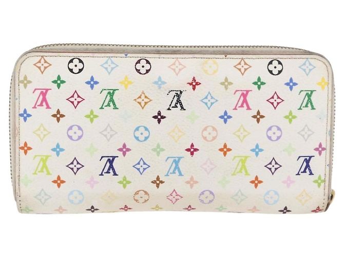 LOUIS VUITTON Monogram Multicolor Zippy Long Wallet White M60241 LV Auth BA12620 Bianco - vista 2