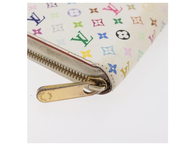 LOUIS VUITTON Monogram Multicolor Zippy Long Wallet White M60241 LV Auth BA12620 Bianco - vista 7