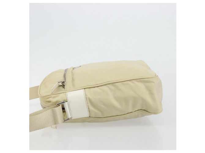 Borsa a Spalla PRADA Nylon Avorio Argento Auth hk3735 Crudo - vista 4
