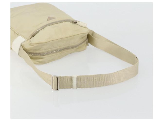 Borsa a Spalla PRADA Nylon Avorio Argento Auth hk3735 Crudo - vista 7