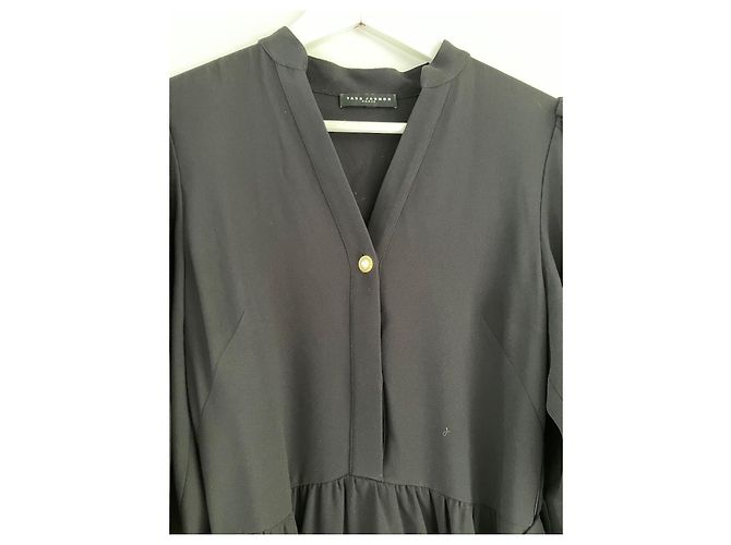 Tara Jarmon Schwarzes Midikleid mit Gürtel - Ansicht 3