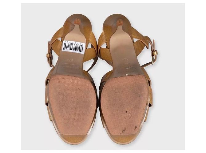 Sandali Tribute in pelle dorata Saint Laurent - Sz. 38.5 usato - vista 5