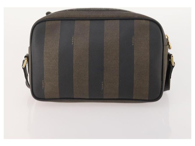 Pequin Borsa a Spalla FENDI Pecan Canvas PVC 2 Set Nero Marrone Auth bs34895 - vista 11