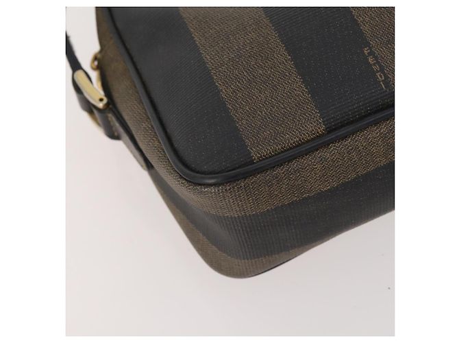 Pequin Borsa a Spalla FENDI Pecan Canvas PVC 2 Set Nero Marrone Auth bs34895 - vista 16