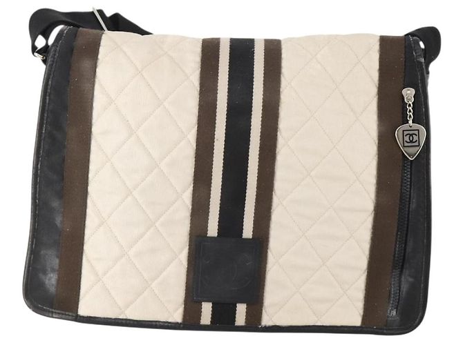 Borsa a tracolla CHANEL Sports Line in tela Bianco Argento CC Auth bs34562 - vista 13