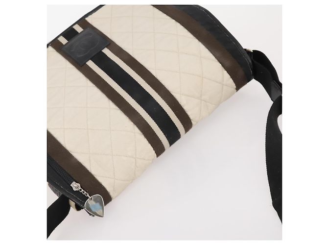 Borsa a tracolla CHANEL Sports Line in tela Bianco Argento CC Auth bs34562 - vista 6