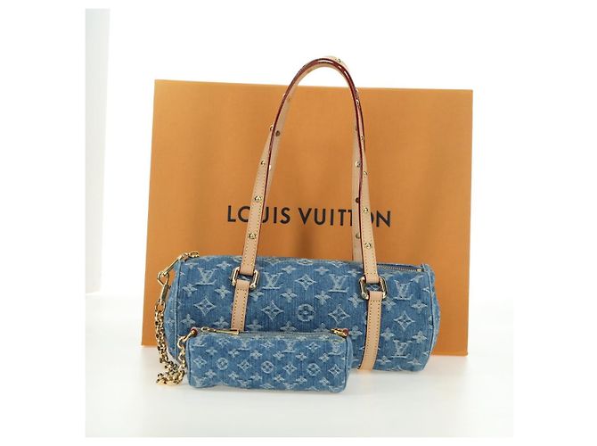 LOUIS VUITTON Borsa Monogram Denim Papillon MM Blu M46830 LV Auth 179081SM - vista 12