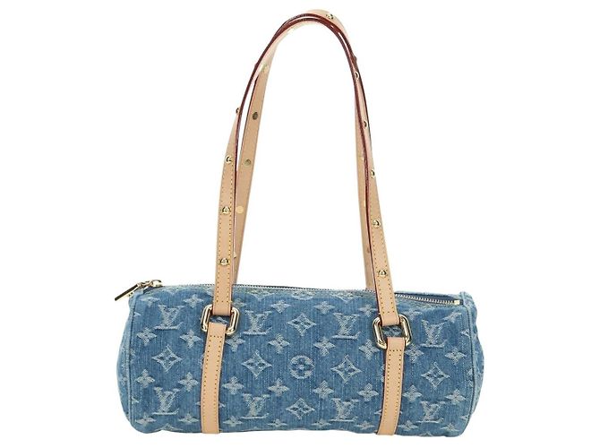 LOUIS VUITTON Borsa Monogram Denim Papillon MM Blu M46830 LV Auth 179081SM - vista 13