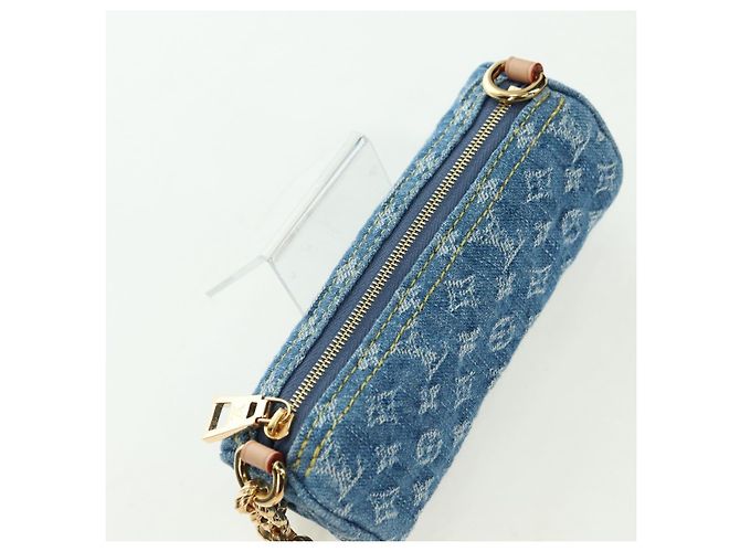 LOUIS VUITTON Borsa Monogram Denim Papillon MM Blu M46830 LV Auth 179081SM - vista 21