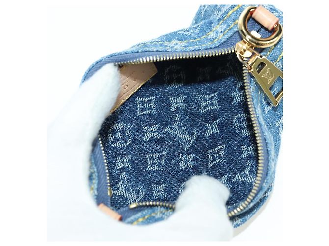 LOUIS VUITTON Borsa Monogram Denim Papillon MM Blu M46830 LV Auth 179081SM - vista 22