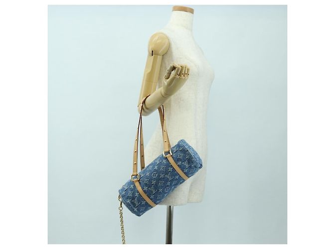 LOUIS VUITTON Borsa Monogram Denim Papillon MM Blu M46830 LV Auth 179081SM - vista 28