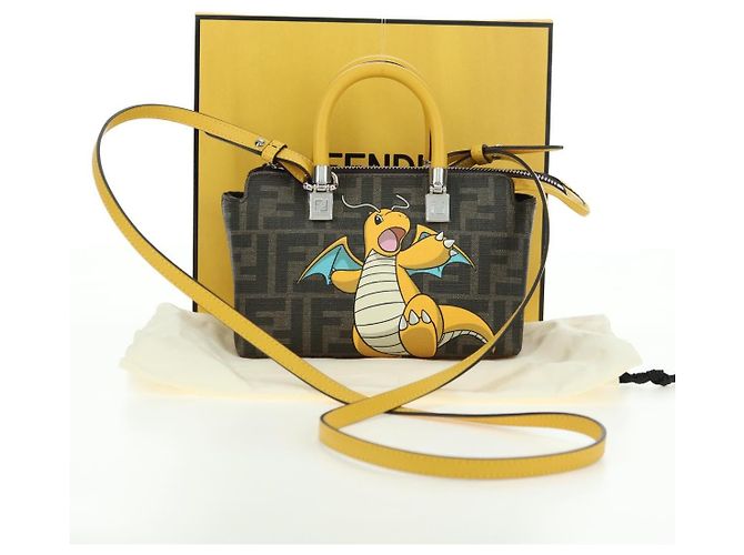 FENDI x FRGMT x POKMON Zucca Canvas By The Way Mini Dragonite Auth 167297SM Marrone Nero - vista 12
