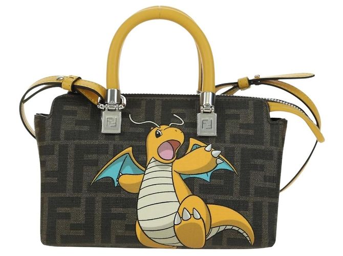 FENDI x FRGMT x POKMON Zucca Canvas By The Way Mini Dragonite Auth 167297SM Marrone Nero - vista 13