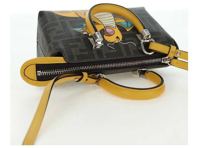 FENDI x FRGMT x POKMON Zucca Canvas By The Way Mini Dragonite Auth 167297SM Marrone Nero - vista 6