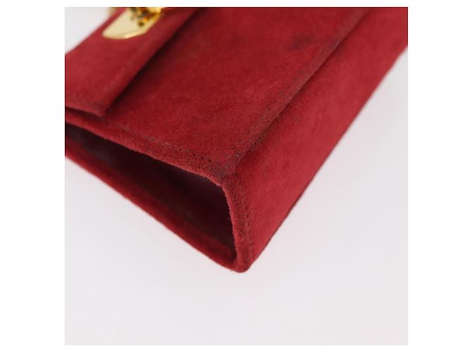 Borsa a tracolla Salvatore Ferragamo Chain Gancini in scamosciato rosso e oro Autentica 179999 - vista 15