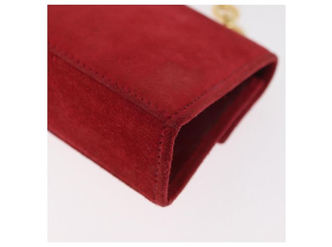 Borsa a tracolla Salvatore Ferragamo Chain Gancini in scamosciato rosso e oro Autentica 179999 - vista 18
