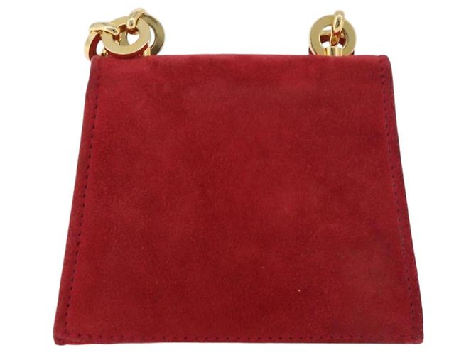 Borsa a tracolla Salvatore Ferragamo Chain Gancini in scamosciato rosso e oro Autentica 179999 - vista 2