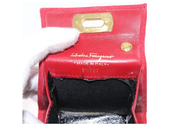 Borsa a tracolla Salvatore Ferragamo Chain Gancini in scamosciato rosso e oro Autentica 179999 - vista 20