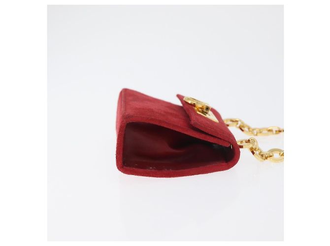 Borsa a tracolla Salvatore Ferragamo Chain Gancini in scamosciato rosso e oro Autentica 179999 - vista 3