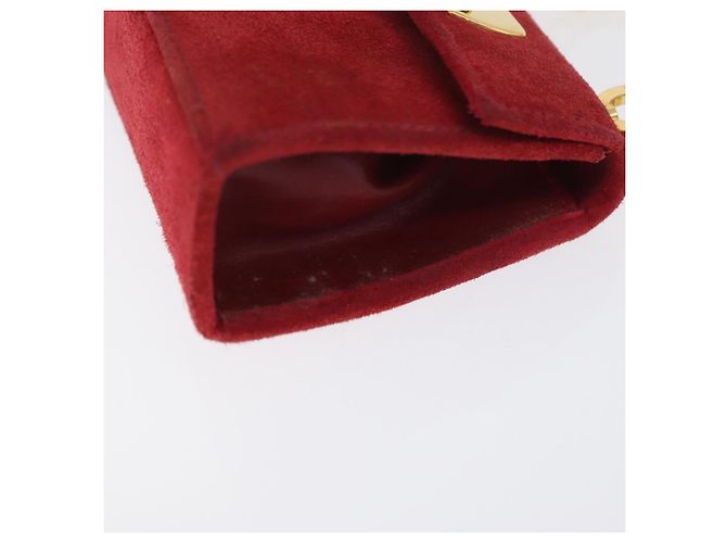 Borsa a tracolla Salvatore Ferragamo Chain Gancini in scamosciato rosso e oro Autentica 179999 - vista 4