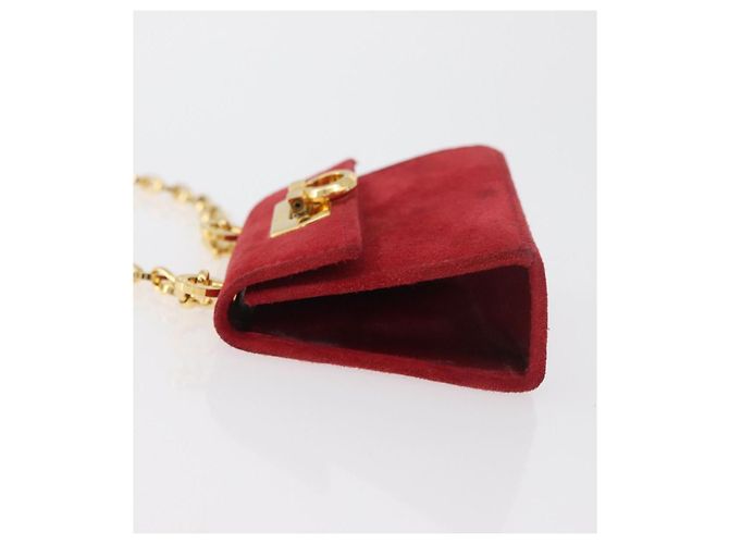 Borsa a tracolla Salvatore Ferragamo Chain Gancini in scamosciato rosso e oro Autentica 179999 - vista 5