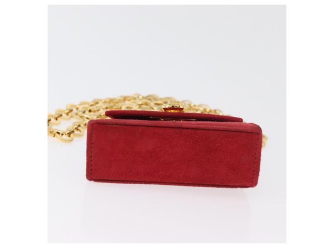Borsa a tracolla Salvatore Ferragamo Chain Gancini in scamosciato rosso e oro Autentica 179999 - vista 6