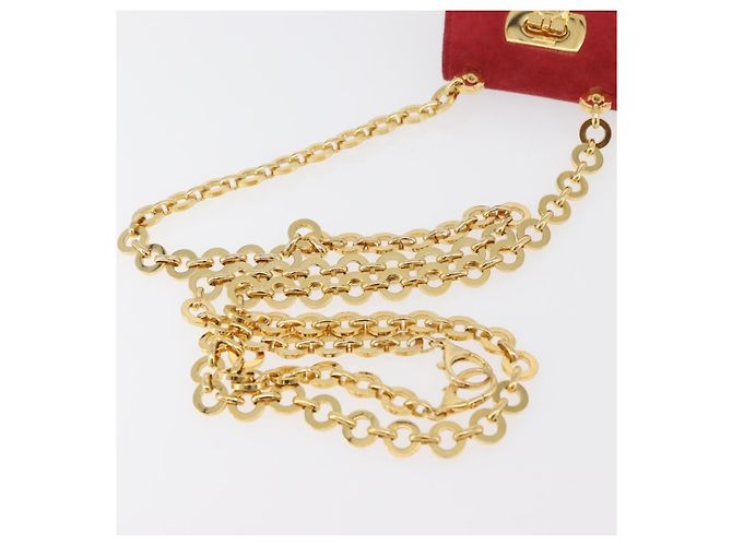 Borsa a tracolla Salvatore Ferragamo Chain Gancini in scamosciato rosso e oro Autentica 179999 - vista 8